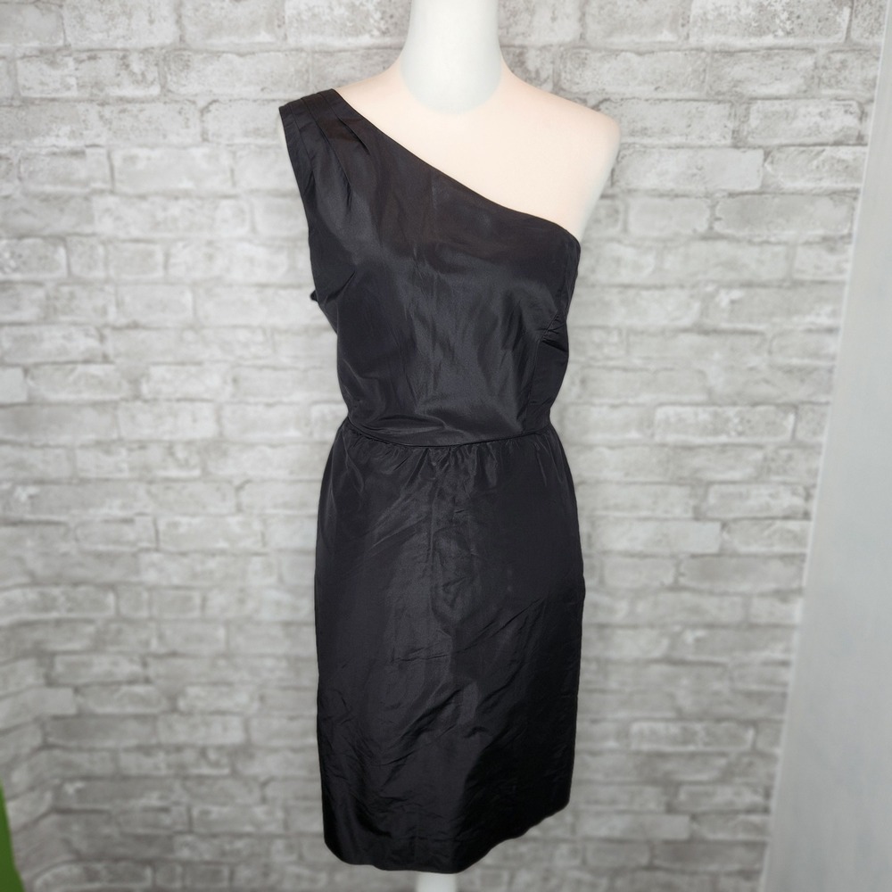 J. Crew 100% Silk Cocktail Dress Mini One-Shoulder Black Party Formal 10